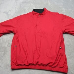 FootJoy DryJoys Jacket Men Medium Red 3/4 Sleeve 1/2 Zip Pullover Golf‎ Anorak